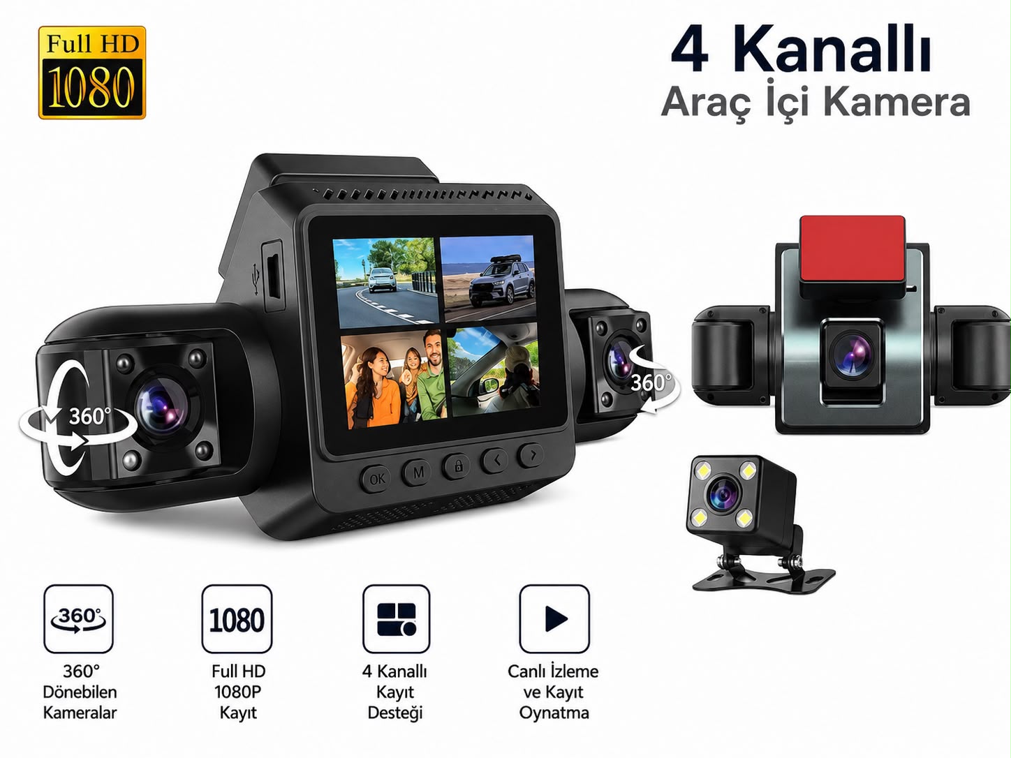 4 Kanallı Araç İçi Kamera