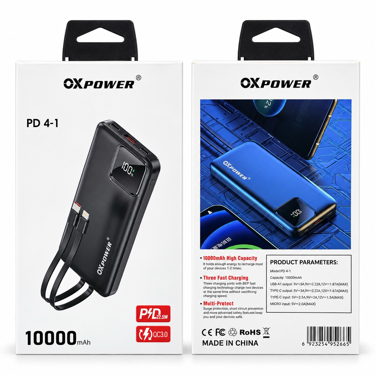 PD4-1 10.000mAh KENDİNDEN KABLOLU POWERBANK