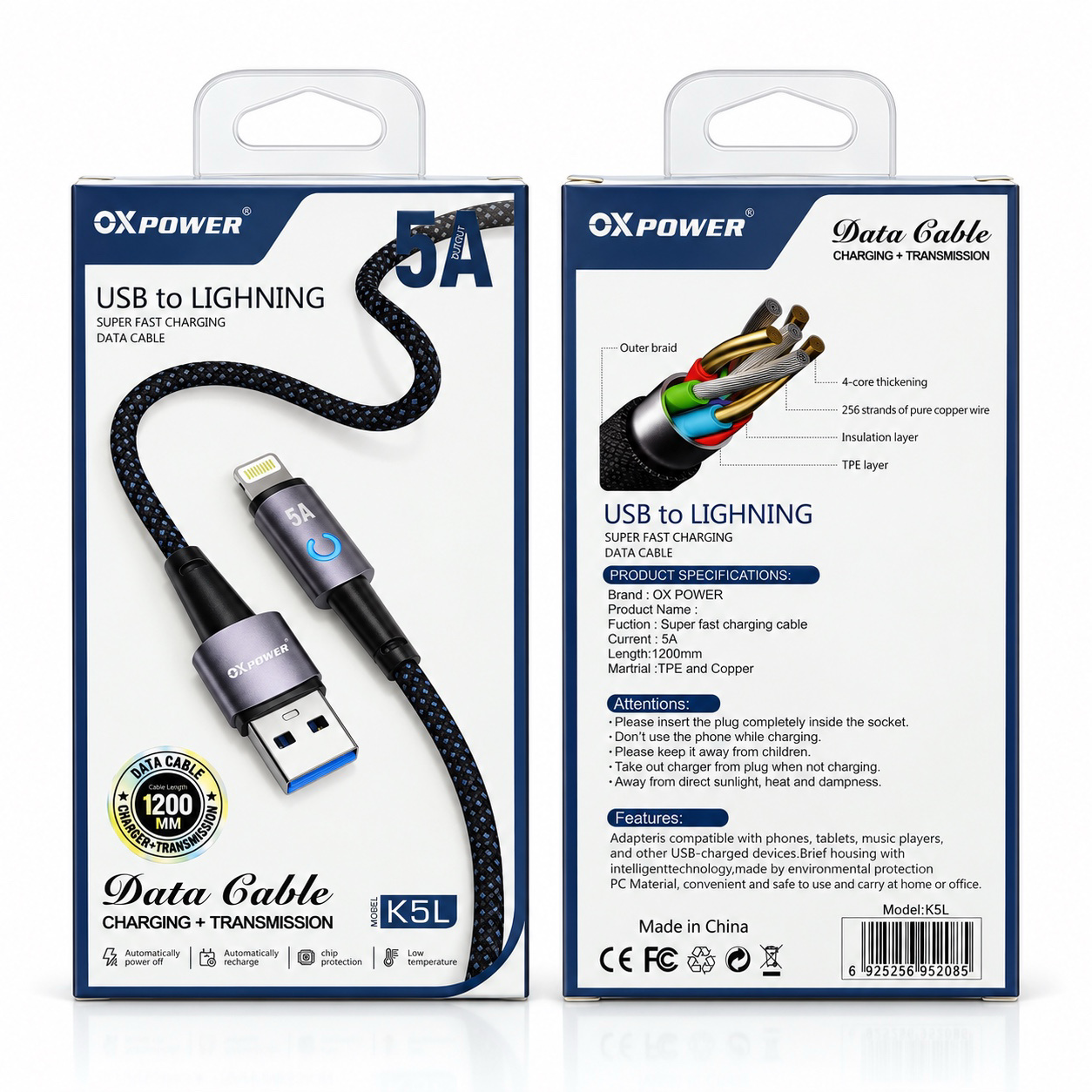 K5L 5A USB-LIGHTNING HASIR 120CM KABLO
