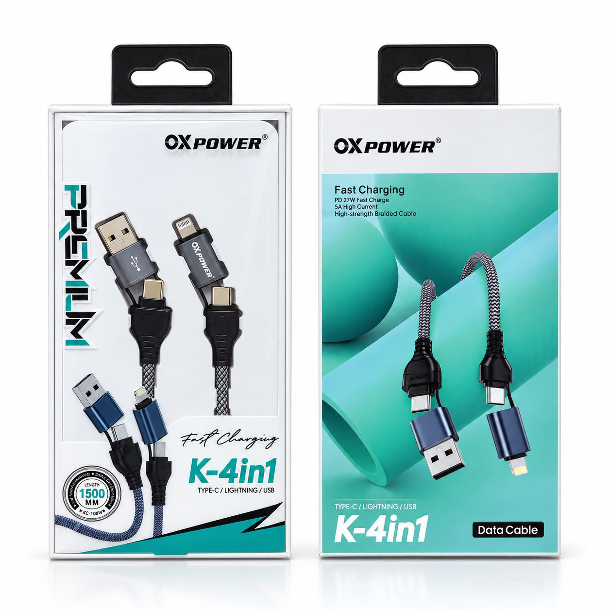 KC100W 4 in 1 PD+USB+MICRO+TYPCE+LIGH. ÇOKLU KABLO