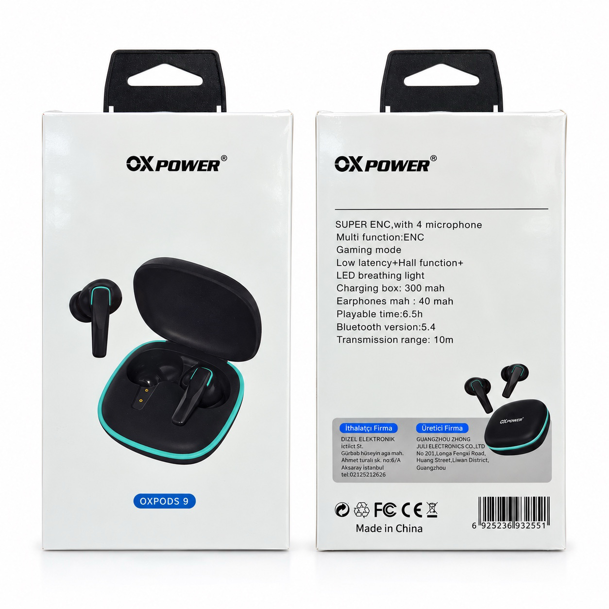 OXPODS 9 SİYAH SLİKONLU BT KULAKLIK