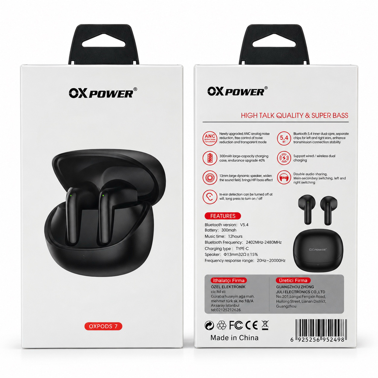 OXPODS 7 SİYAH BT KULAKLIK