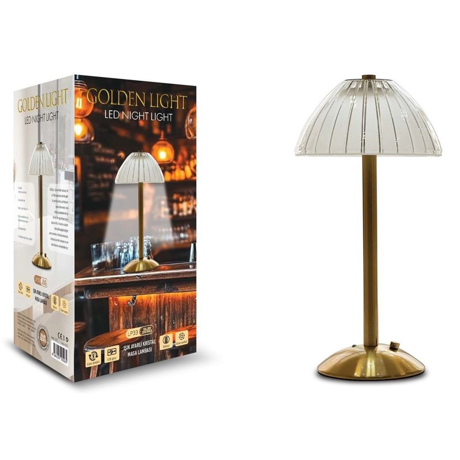LP33 OVAL ŞAPKALI KRİSTAL MASA LAMBASI